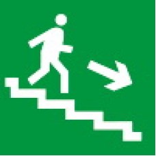 Светонакопительный знак Е13  "Направление к эвакуационному выходу по лестнице вниз-вправо" 