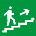 Светонакопительный знак Е15 "Направление к эвакуационному выходу по лестнице вверх-вправо"