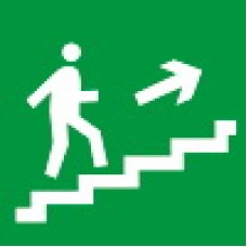 Светонакопительный знак Е15 "Направление к эвакуационному выходу по лестнице вверх-вправо"
