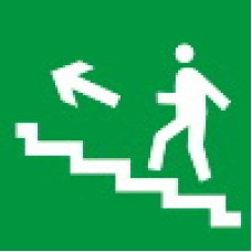 Светонакопительный знак Е16 "Направление к эвакуационному выходу по лестнице вверх-влево" 