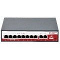 SR-PS0820FBL Неуправляемый PoE-коммутатор (10 портов,8 POE 250Вт, Vlan 250м, 2 Uplink 1Гб/с, 1 SFP 